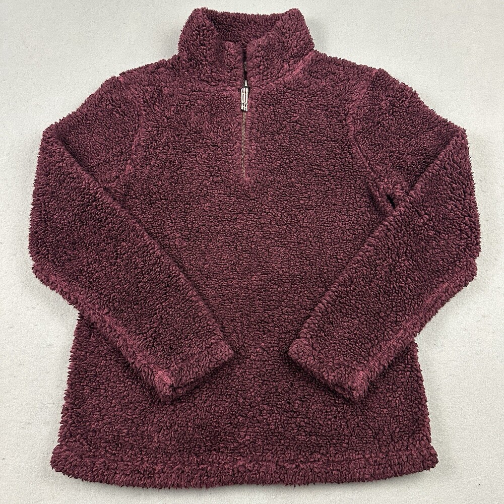 Mountain Khakis Jacket Women Medium Burgundy 1/4 Zip Fleece Pullover Hiking M